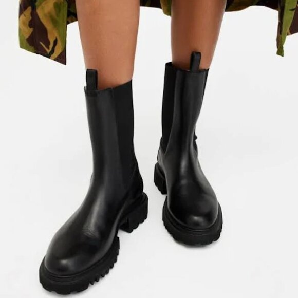 All Saints Lug Sole Hallie Stretch Ankle Boots, Black - Picture 2 of 10